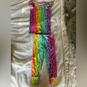 Rainbow Cheetah Bamboo Ruffle Pajama Set